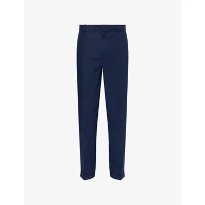 Polo Ralph Lauren Mens Navy Tapered Ankle-length  Linen Suit Trousers