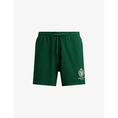 Polo Ralph Lauren Mens New Forest Crest-print Drawstring-waist Cotton Shorts Xxl In Green