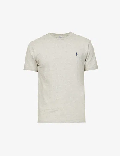 Polo Ralph Lauren Mens New Grey Heather Regular-fit Crewneck Cotton-jersey T-shirt