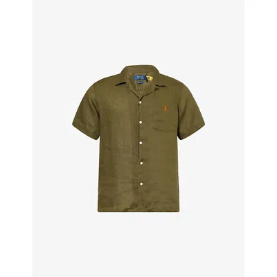 Polo Ralph Lauren Mens Camp-collar Short-sleeves Linen Shirt New Olive Xxl