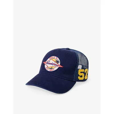 Polo Ralph Lauren Mens Newport Navy Brand-patch Cotton-twill And Mesh Cap In Blue