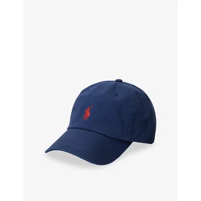 Polo Ralph Lauren Mens Newport Navy/ Rl2000 Red Sport Brand-embroidered Cotton-twill Cap In Blue