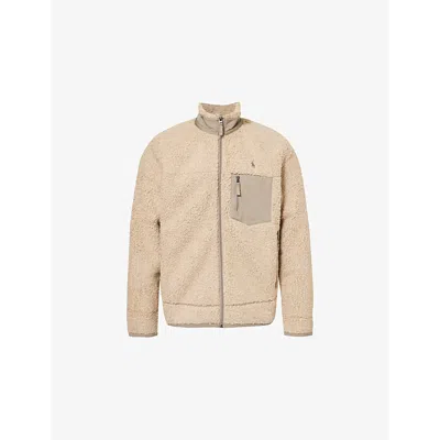 Polo Ralph Lauren Mens Adirondack Heather Patch-pocket Logo-embroidered Fleece Jacket