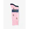 Polo Ralph Lauren Mens Printed Pack Of Two Stretch-cotton Blend Socks Pink/navy In Pink