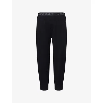Polo Ralph Lauren Mens  Branded Tapered-leg Stretch-cotton Jogging Bottoms In Polo Black