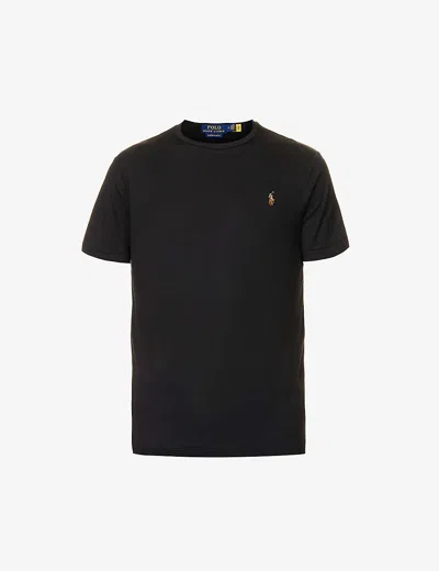 Polo Ralph Lauren Mens Polo Black Logo-embroidered Short-sleeved Cotton-jersey T-shirt