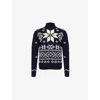 Polo Ralph Lauren Knitted Pattern Crewneck Sweater With Ribbed Finish In Navy Combo