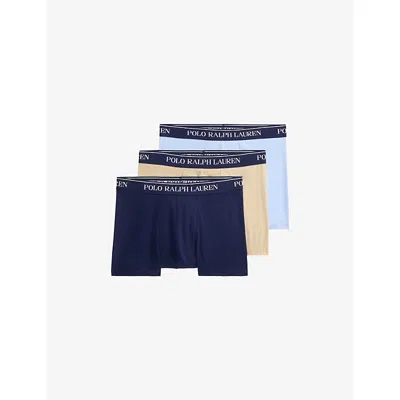 Polo Ralph Lauren Mens  Branded Set Of Three Stretch-cotton Boxers In Blue