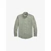 Polo Ralph Lauren Mens Grn/white Checked Logo-embroidered Cotton Sport Shirt In Gray