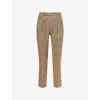 Polo Ralph Lauren Mens Tan/brown Checked Pleated Silk-wool Trousers In Brown