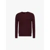 Polo Ralph Lauren Mens Aged Wine Heather Crewneck Cable-knit Wool And Cashmere-blend Knit Jumper