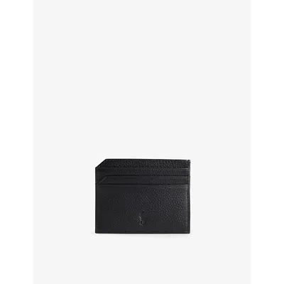 Polo Ralph Lauren Mens Foiled-branding Leather Card Holder Black