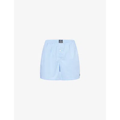 Polo Ralph Lauren Gingham Cotton Boxer Shorts In Light Blue