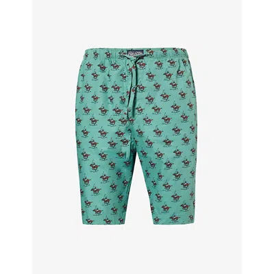 Polo Ralph Lauren Mens  Jockey-print Relaxed-fit Cotton-poplin Pyjama Shorts In Fairwy Grn Swing Mallets