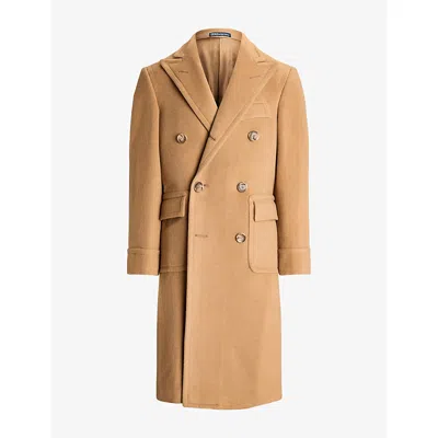POLO RALPH LAUREN MENS LAPEL-COLLAR DOUBLE-BREASTED CAMEL-HAIR OVERCOAT