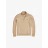 Polo Ralph Lauren Logo-embroidered Cable-knit Wool And Cashmere-blend Half-zip Sweater In Brown