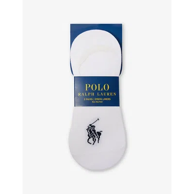 Polo Ralph Lauren Mens White Logo-embroidered Pack Of Three Stretch-cotton Blend Liner Socks