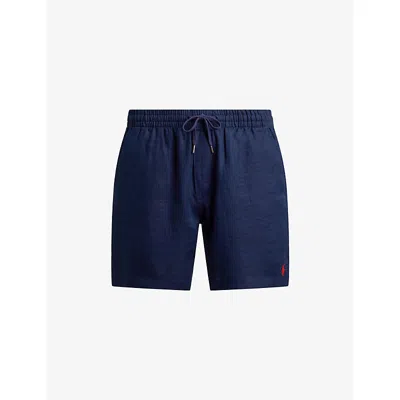 Polo Ralph Lauren Mens Newport Navy Logo-embroidered Linen Shorts In Blue