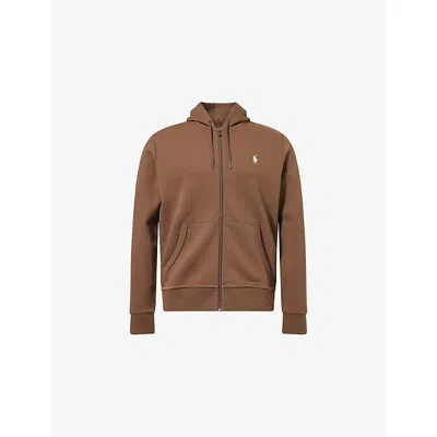 Polo Ralph Lauren Mens Chestnut Relaxed-fit Brand-embroidery Cotton-blend Hoody Xxl In Brown