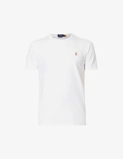 POLO RALPH LAUREN MENS WHITE SHORT-SLEEVED LOGO-EMBROIDERED CUSTOM SLIM-FIT COTTON-JERSEY T-SHIRT XXL,64734058