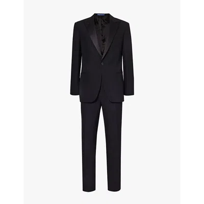 Polo Ralph Lauren Mens Black Single-breasted Satin-trim Wool Tuxedo Suit