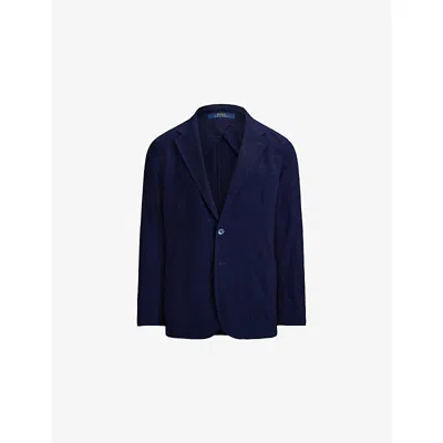 Polo Ralph Lauren Mens Indigo Single-breasted Seersucker Cotton Blazer In Black