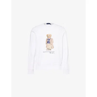 Polo Ralph Lauren Mens Working Bear Graphic-print Cotton-jersey Sweatshirt Pf25 White Hrtg Bear