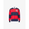 Polo Ralph Lauren Contrast Collar Long Sleeves Striped Pattern In Aviator Navy/rl2000 Red