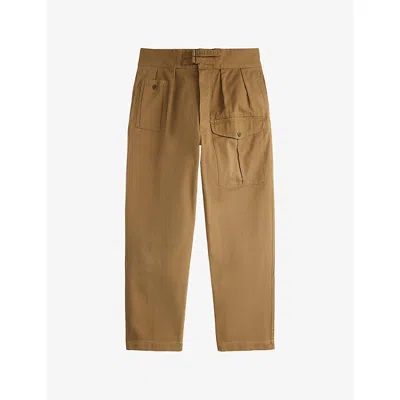 Polo Ralph Lauren Mens Sandsurf Pleated Relaxed-fit Cotton-twill Trousers In Brown