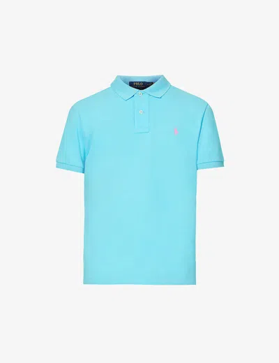 POLO RALPH LAUREN MENS POLO RALPH LAUREN SHORT-SLEEVED LOGO-EMBROIDERED CUSTOM-FIT COTTON-PIQUÉ POLO SHIRT
