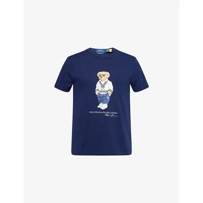 Polo Ralph Lauren Mens Bear-print Crewneck Cotton-jersey T-shirt Sp25 Navy Xxl