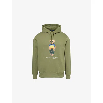 Polo Ralph Lauren Mens Bear-print Two-slip-pockets Cotton-blend Hoody Sp25 Tree Green Xxl