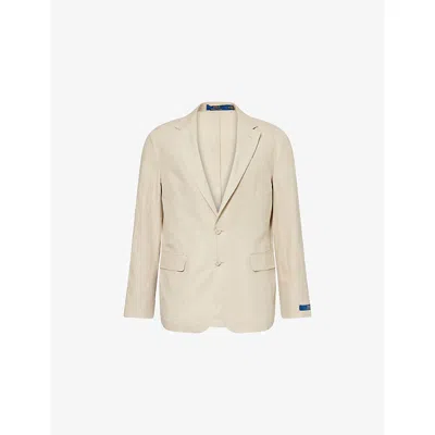 Polo Ralph Lauren Mens  Notched-lapels Flap-pockets Linen Suit Jacket In Spring Beige