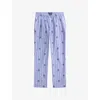 Polo Ralph Lauren Mens Blue Multi Stripe Aob Striped Bear-embroidered Cotton Pyjama Bottoms Xxl In Blue