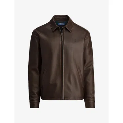 Polo Ralph Lauren Mens The Bayville Leather Jacket Bison Brown Xl