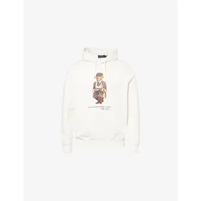 POLO RALPH LAUREN MENS WHITE BEAR GRAPHIC-PRINT RELAXED-FIT COTTON-JERSEY HOODY XXL