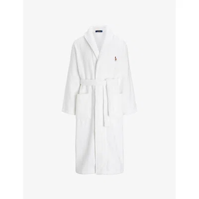Polo Ralph Lauren Mens  Logo-embroidered Shawl-collar Cotton-terry Robe In White