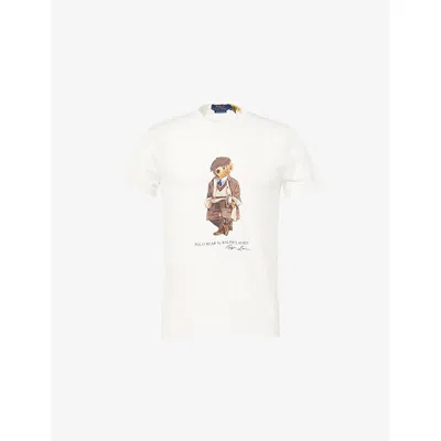 Polo Ralph Lauren Mens White Polo Bear Graphic-print Cotton-jersey T-shirt Xxl