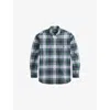 Polo Ralph Lauren Mens White/gree Checked Logo-embroidered Cotton Shirt In Blue