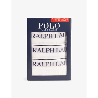 Polo Ralph Lauren Mens  Branded-waistband Pack Of Three Stretch-cotton Briefs In White/white/white