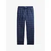 Polo Ralph Lauren Mens Window Pane Plaid Logo-embroidered Checked Cotton-flannel Pyjama Bottoms Xxl In Blue