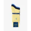 Polo Ralph Lauren Mens Yellow/navy/blue Logo-embroidered Pack-of Three Stretch-cotton Socks In Multi