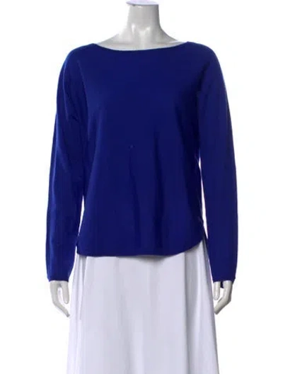 Pre-owned Polo Ralph Lauren Merino Wool Bateau Neckline Sweater In Blue