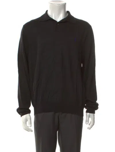 Pre-owned Polo Ralph Lauren Merino Wool Collar Polo Shirt In Black