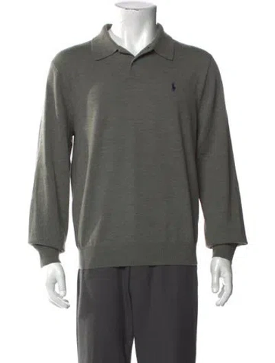 Pre-owned Polo Ralph Lauren Merino Wool Collar Polo Shirt In Grey