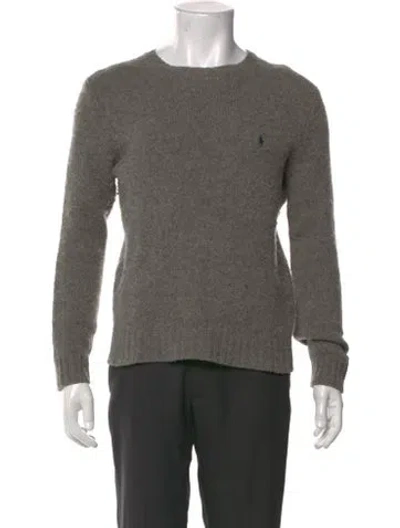 Pre-owned Polo Ralph Lauren Merino Wool Crew Neck Pullover In Gray