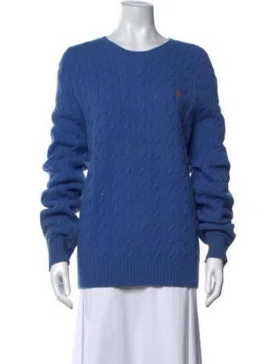 Pre-owned Polo Ralph Lauren Merino Wool Crew Neck Sweater In Blue