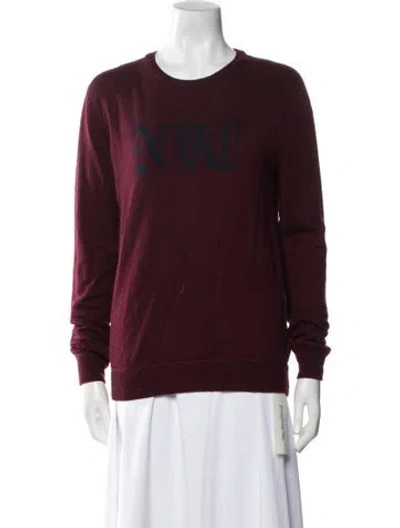 Pre-owned Polo Ralph Lauren Merino Wool Graphic Print Sweater In Burgundy