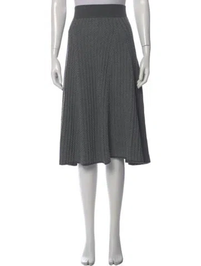 Pre-owned Polo Ralph Lauren Merino Wool Knee-length Skirt In Gray