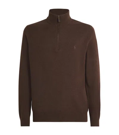 Polo Ralph Lauren Merino Wool Lorelle Quarter-zip Sweater In Brown